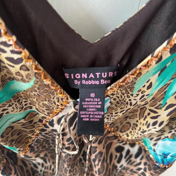 SOLD - Signature by Robbie Bee vintage silk leopard floral dress - Picture 2 of 4